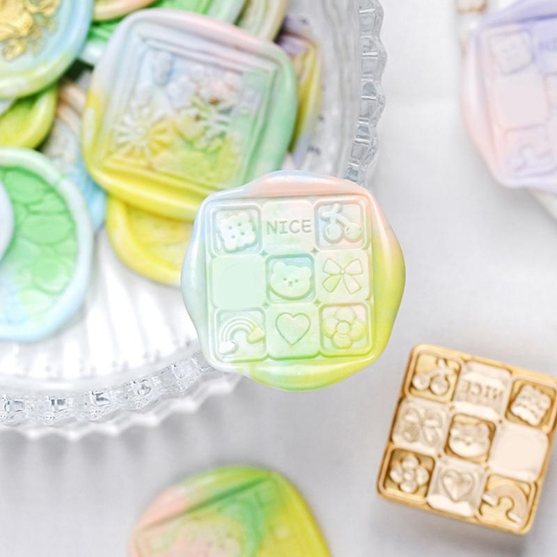 Cartoon Wax Stamp Replacement Head 11 Designs Round/Square/Rectangular for DIY Scrapbooking Card Making Sealing Envelope