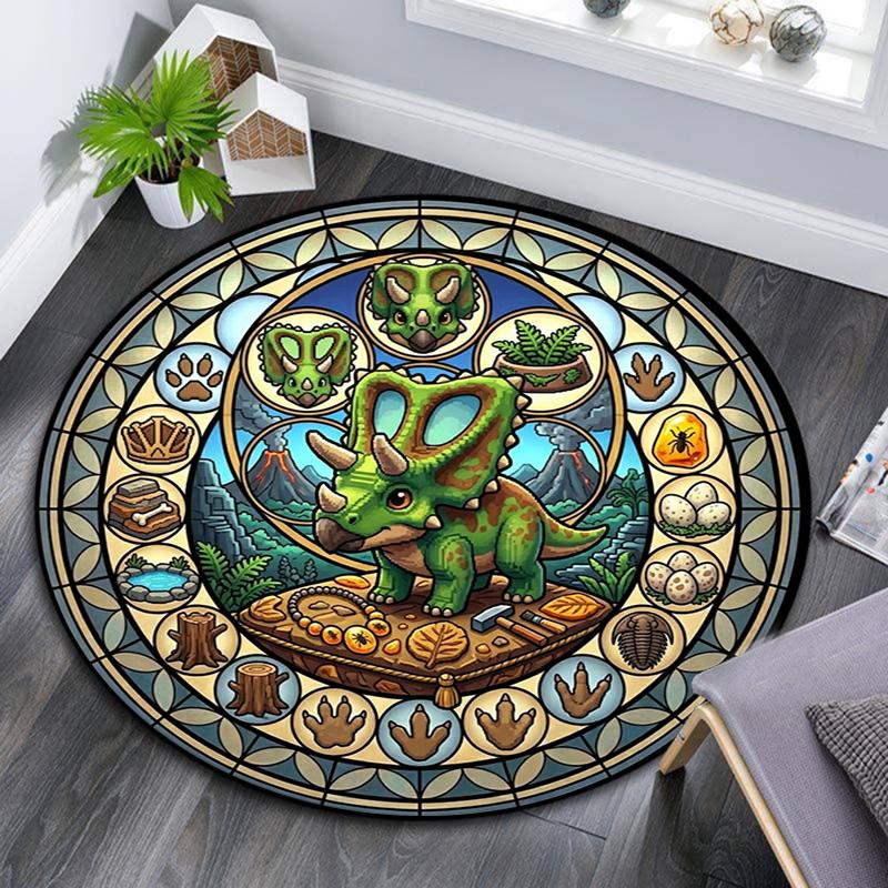 Alfombra Redonda de Cristal Prehistórico Debajo de Sillas de Oficina Dormitorio Sala de Estar Decoración del Hogar