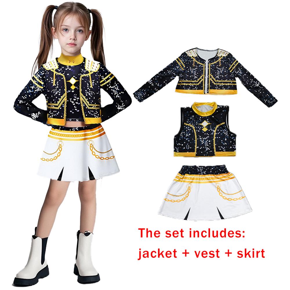 Zoey Cosplay Pruik K-Pop Krijger Kostuum Performance Kleding Set Halloween Kostuum Herfst En Winter Nieuwe Collectie Carnaval Feestpak 140 black