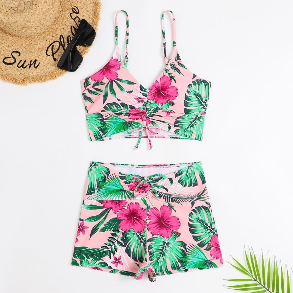 High Waist Bikini Swimsuit Women 2024 Push Up Bikini Floral Swimsuit Print Bikini Boxers Swimwear Swim Trunks Bathing Suit