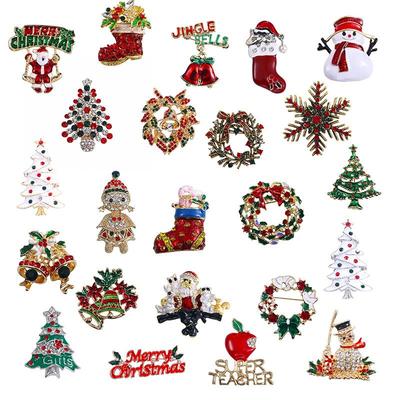 Santa Claus Christmas Tree Brooch - Retro Alloy Jewelry Pin for Clothing, Shoes, and Hats