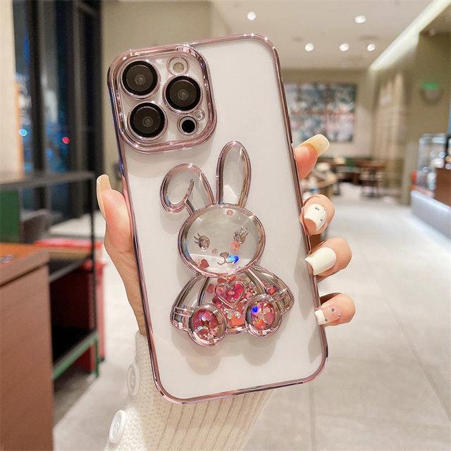 Quicksand 3d Cartoon Rabbit Phone Case For Iphone 14pro Max 13 12 11 Pro Max 14plus Camera Protection Clear New Year Back Cover