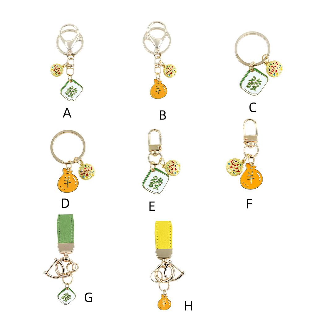 Luck Mahjong and Money Bag Keychain Pendant Elegant Hanging Pendant Alloy Texture for Good Fortune and Wealth Charm