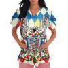 Women's V Neck Short Sleeve Work Shirt with Pockets Oktoberfest Print Top Caregiver Uniform Tee for Medical and Hospitality Use