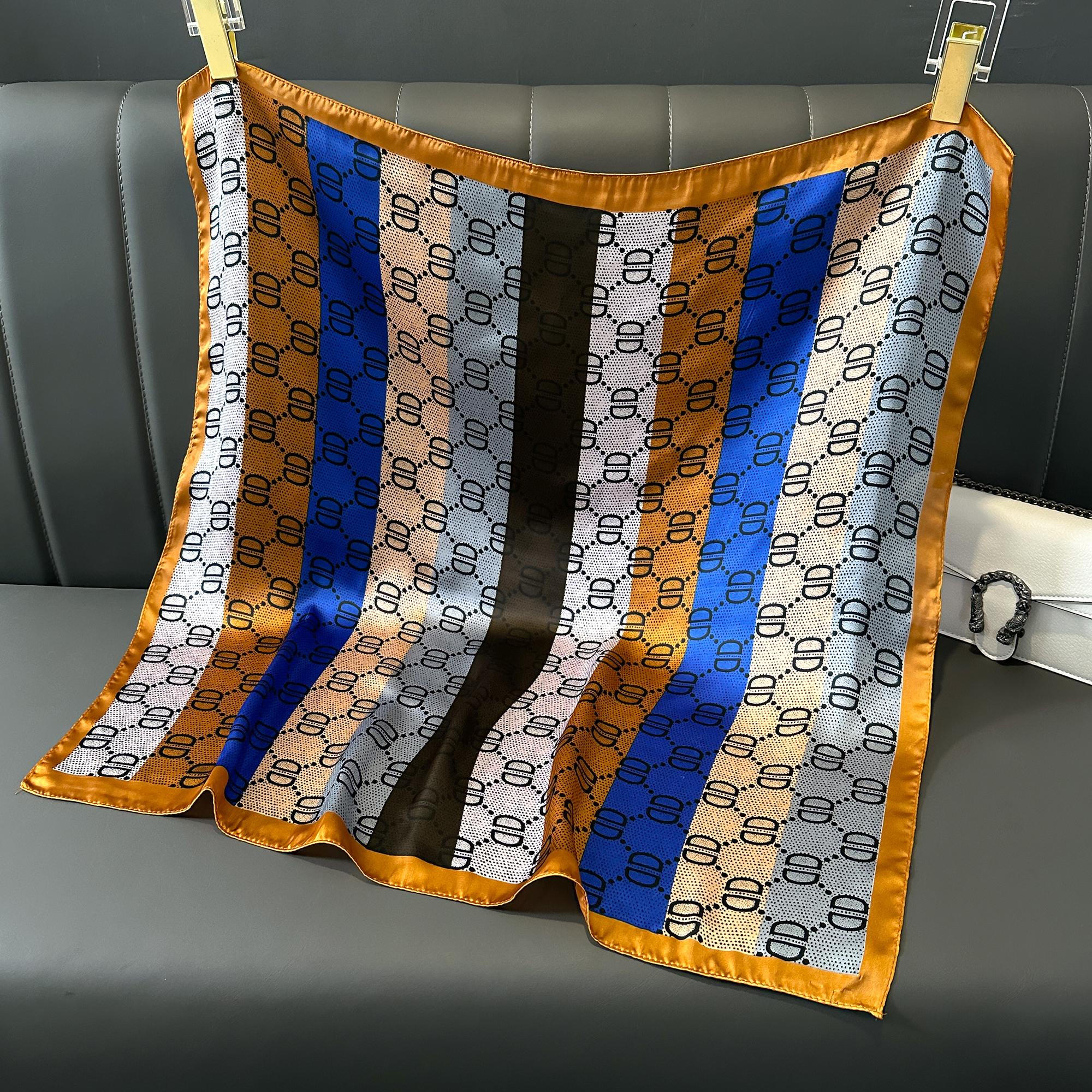 

Жіноча Дівчина 70*70см Шовковий Сатин Хустка на Волосся Жіноча Хустинка Смугастий Принт Жіноча Квадратна Бандана Маленький Шийний Шарф Hija