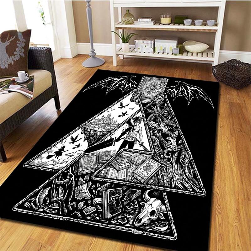 Black Clover Carpet Rug For Living Room Bedroom Home Sofa Decoration Kids Play Nonslip Floor Mat