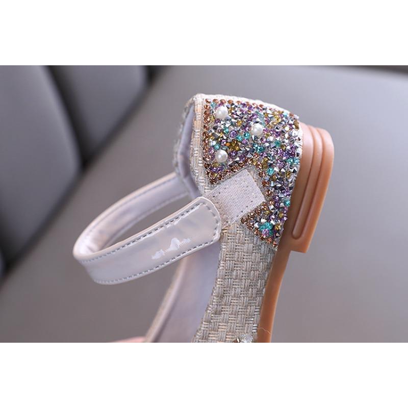 Girls' flat shoes, spring-autumn new style, colorful rhinestones & bowknot, small/medium/large children's dance shoes, performance shoes