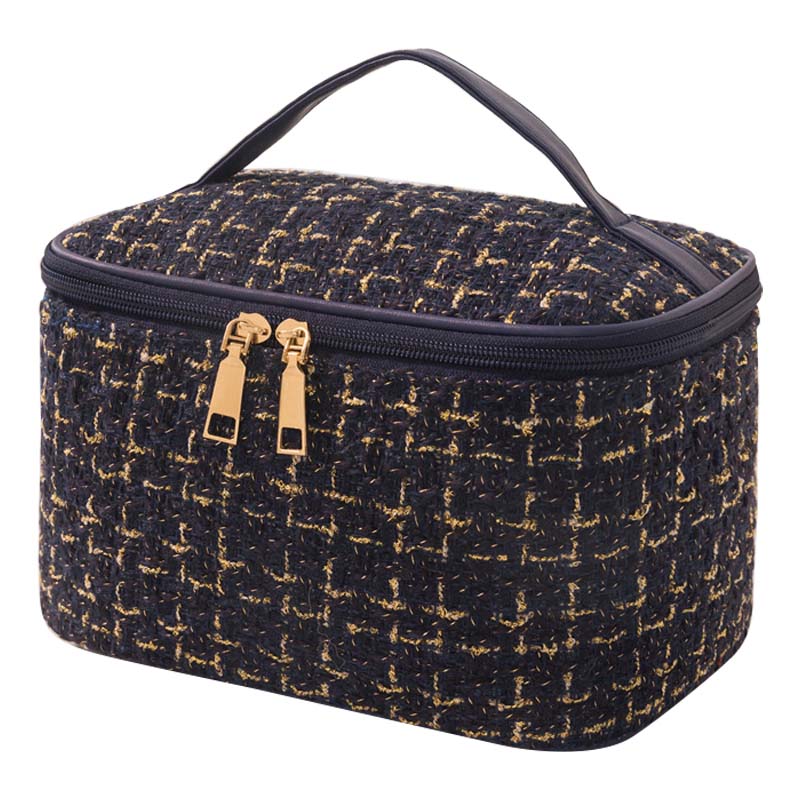 

AOTU Cosmetics Bag Dual-Way Zipper Polyester Toiletry Bag Travel Supply Organizer for Makeup,Shampoo Black