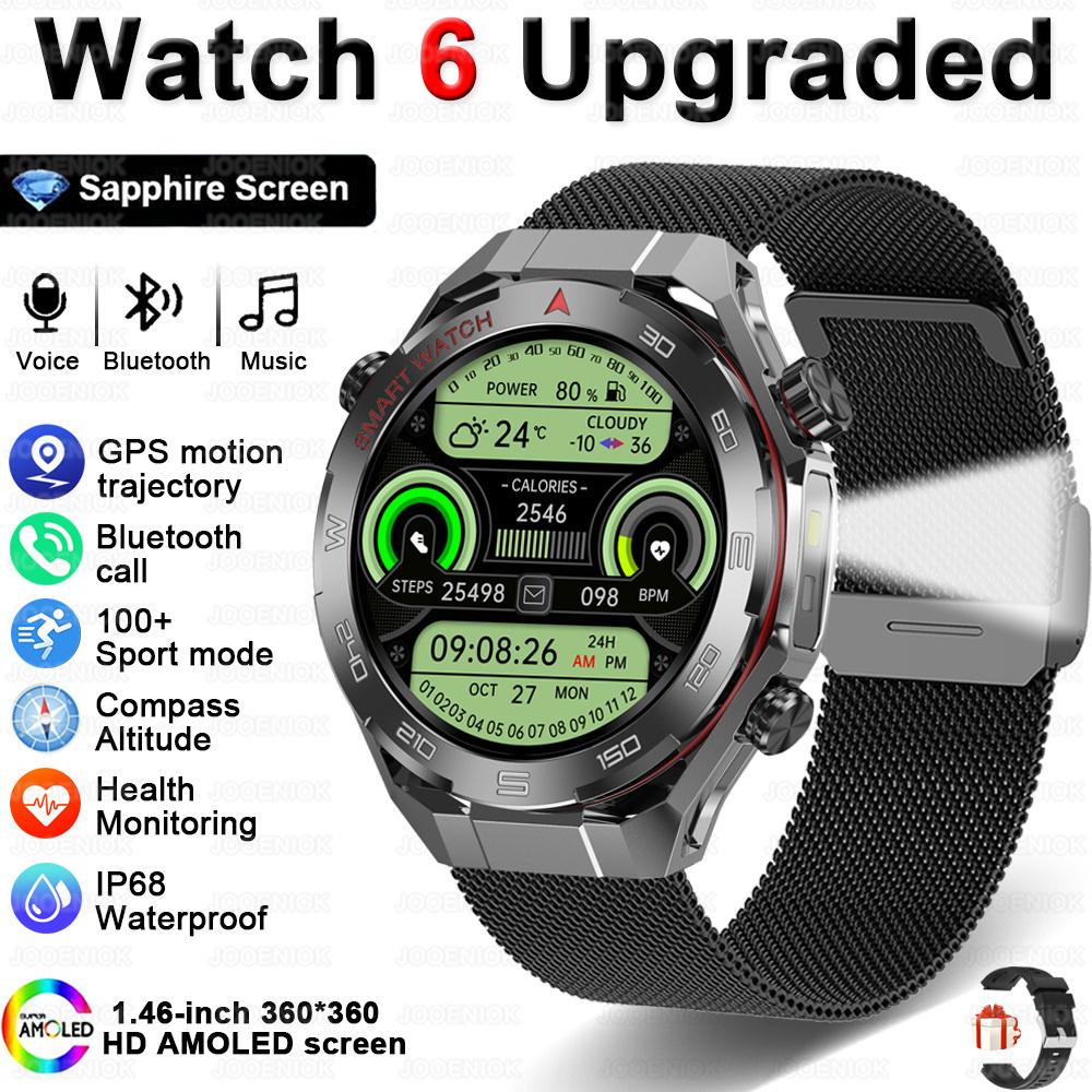 New Bluetooth Call Smart Watch Men Heart Rate Health Monitoring Altitude Air Pressure Detection LED Flashlight Smartwatch