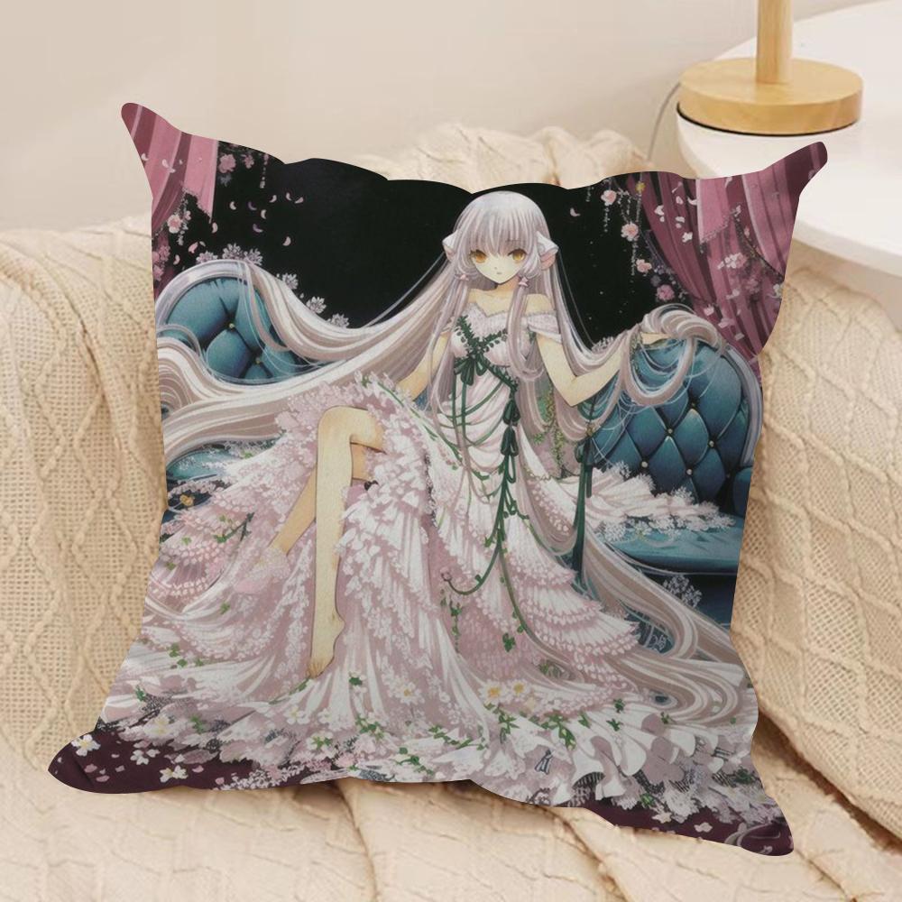 Classic Anime ChobitsS Cushion Cover Silky Short Plush Double-Sided Printed Pillow Case for Sofa All Seasons Home Decor Gift