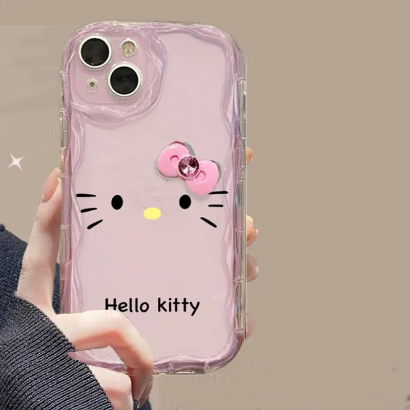 3D Bowknot Hello Kitty Phone Case For Iphone 17 Air 16 Pro Max 15 14 13 12 11 Pro Max 16e Plus12 13 mini 16+ Casing Cute Soft