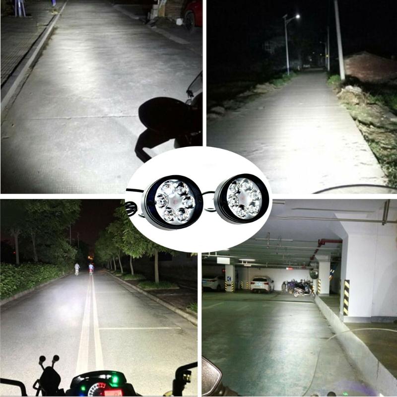 2Pcs Motorcycle Headlight Fog Driving Lights 6 LED Working Spot Light Fog Lamp Scooters Spotlight Motorcycle Side Mirror