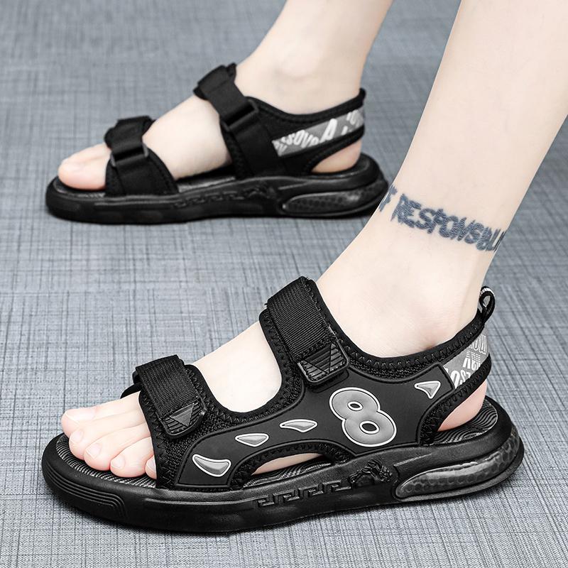 Fashion Student Non Slip Soft Bottom Beach Boys Sandals Men's Summer Sandals Leather Open Toe Sandal Walking Water Athletic