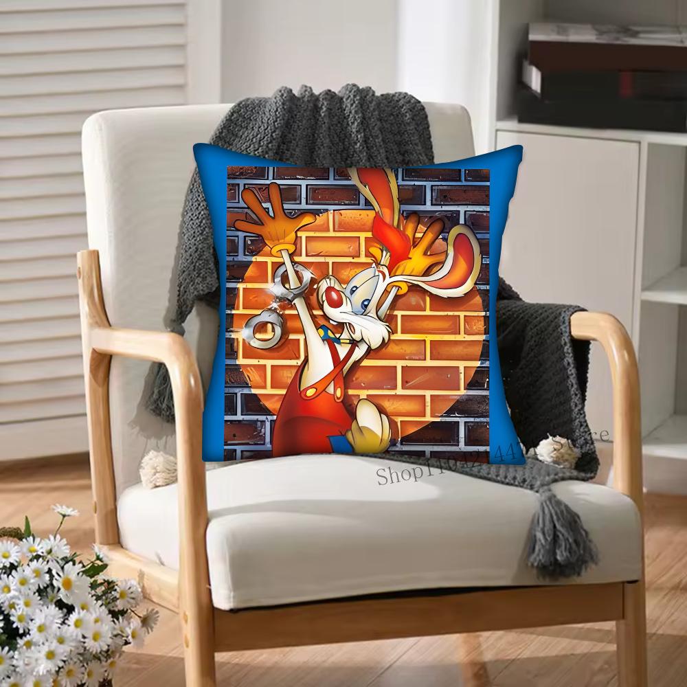 Cartoon Animation R-Roger R-Rabbit Pillow Case Square Bedroom Sofa Leisure Comfort Cushion Car Living Room Home Decoration
