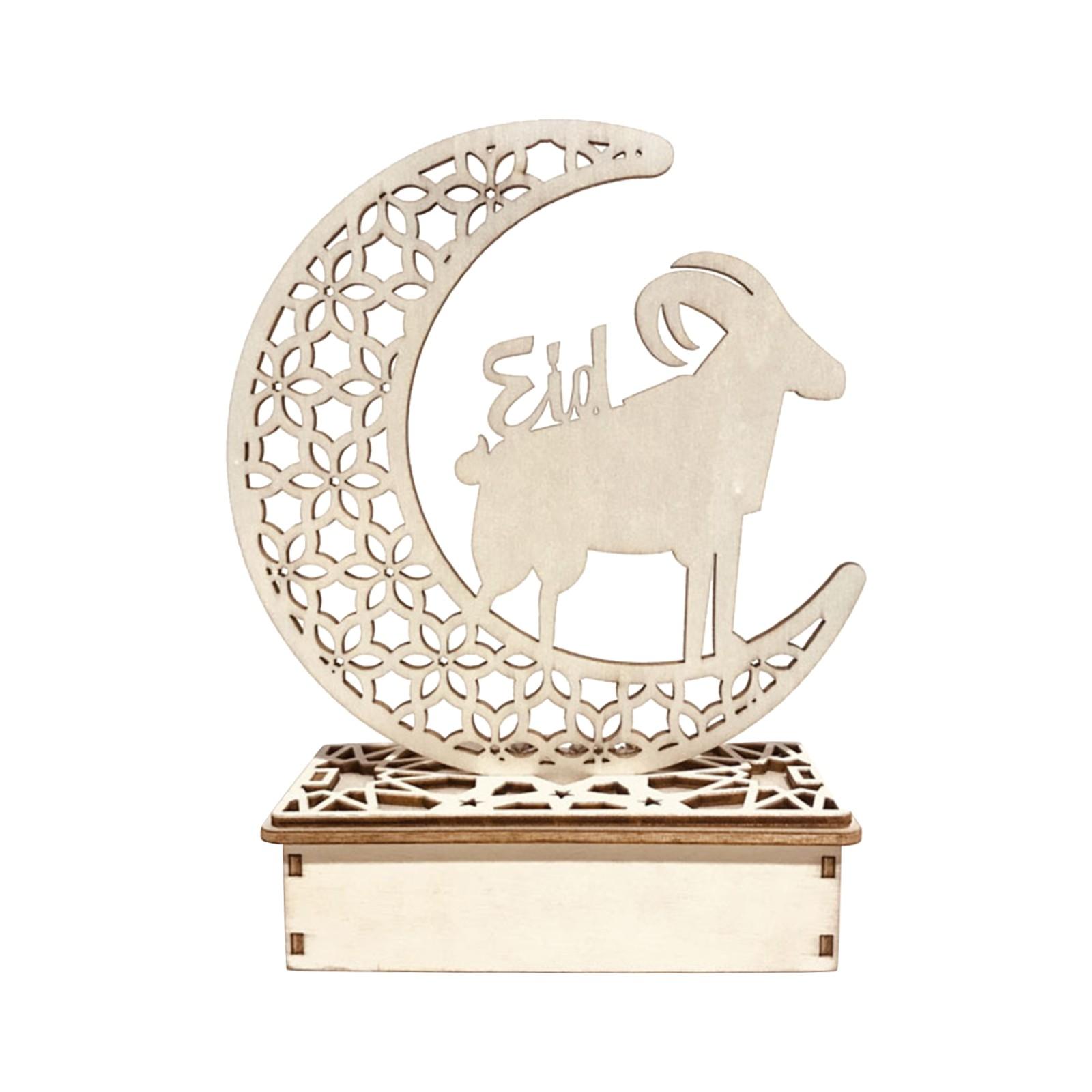 

Украшения для Рамадана Деревянный орнамент Ид Мубарак Луна Звезда Ислам Кулон Мемориальная доска бежевый