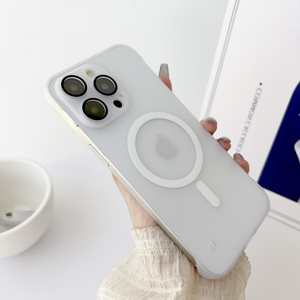 Ice Mist Matte PC Frameless Magnetic Suction Suitable for IPhone 16 Mobile Phone Case Apple 15 Lens Film Protection Case