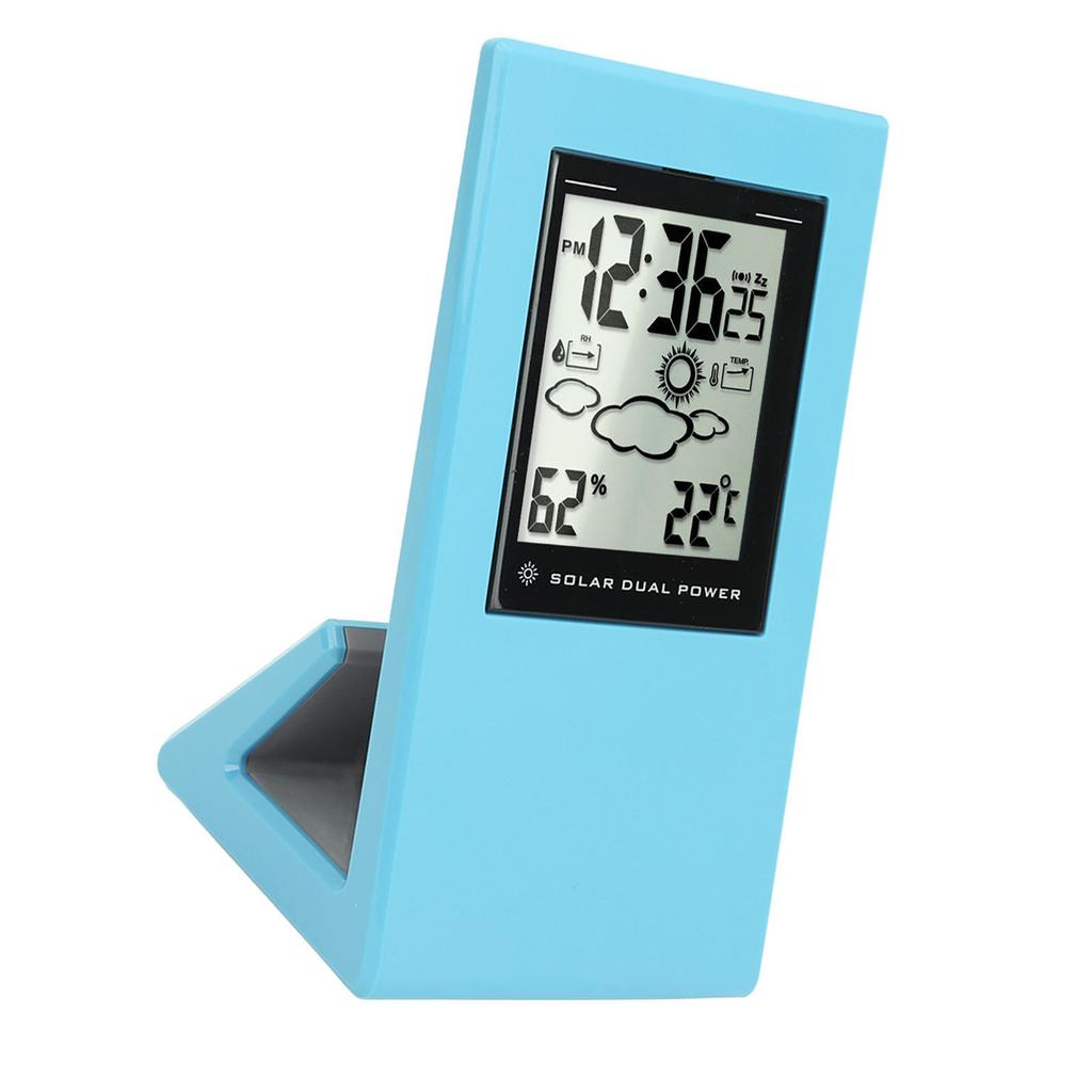 Wther Forcast Clock Solar Battery Powered LCD Display Timing Digital Temperature Humidity Meter for Home School