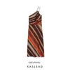 Kaslead New Arrival Women's Clothing Fashion Style Fashion Stripes Asymmetric Midi Skirt Dress 8734137