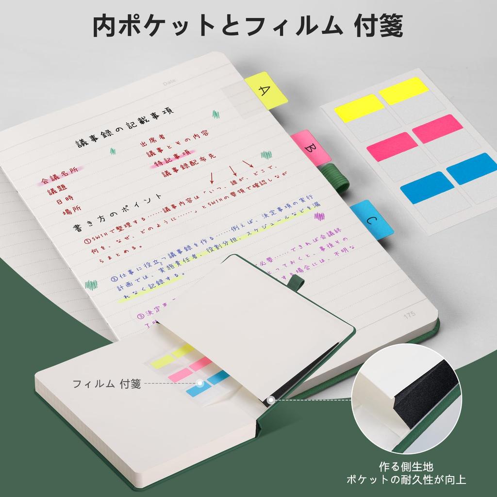 AHGXG A5 Horizontal Ruled A 160 Classic W X College Work Travel Green Notebook, (7mm Ruled), Sheets, Notebook, Size 14.6cm 21.3cm H, Diary, Journal,