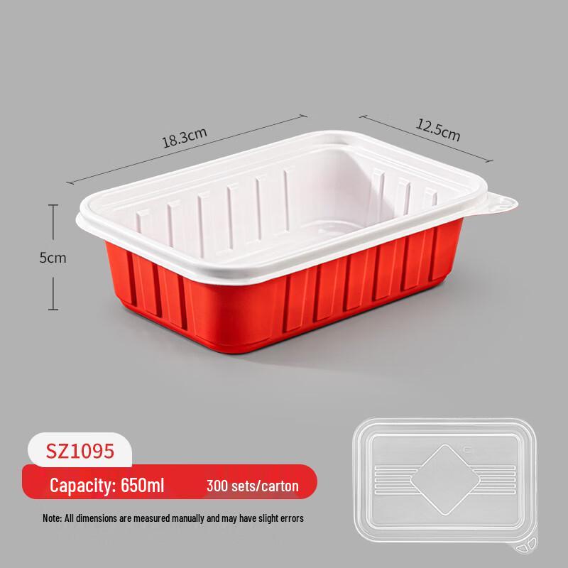 650ML Disposable Rectangular Takeout Food Containers with Lids