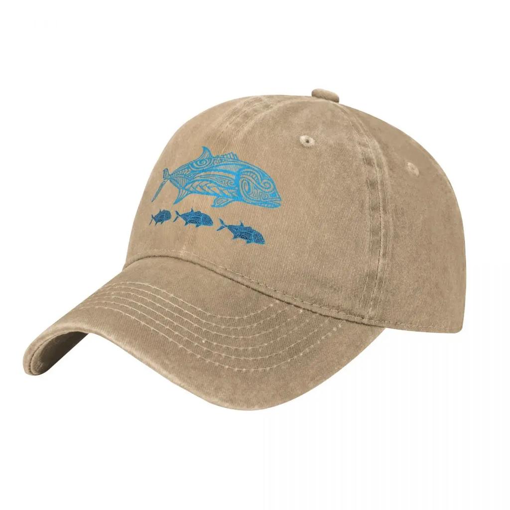 Hawaiian Tribal Ulua Fishing demin Trucker Hat Breathable Design Golf Hat Mens Baseball Cap