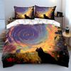 "Enchanting Cat-Inspired Nature Scene" Exquisite Three-Piece Bedding Set Gift For Kids And Adults