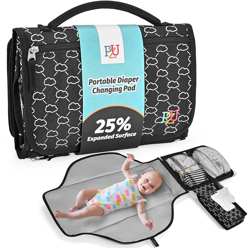 Portable Diaper Changing Pad - Changing Pad Portable with Wipes Pocket, Waterproof Diaper Changing Mat, Portable Changing Pad for Baby, Newborn Gift