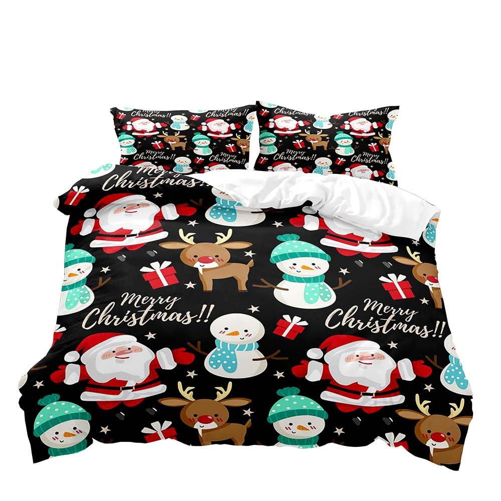 Merry Christmas Duvet Cover Set Red Bow Pattern Comforter Covers And Pillow Shams Buff Color Bedding Sets Twin Size Xmas Decor