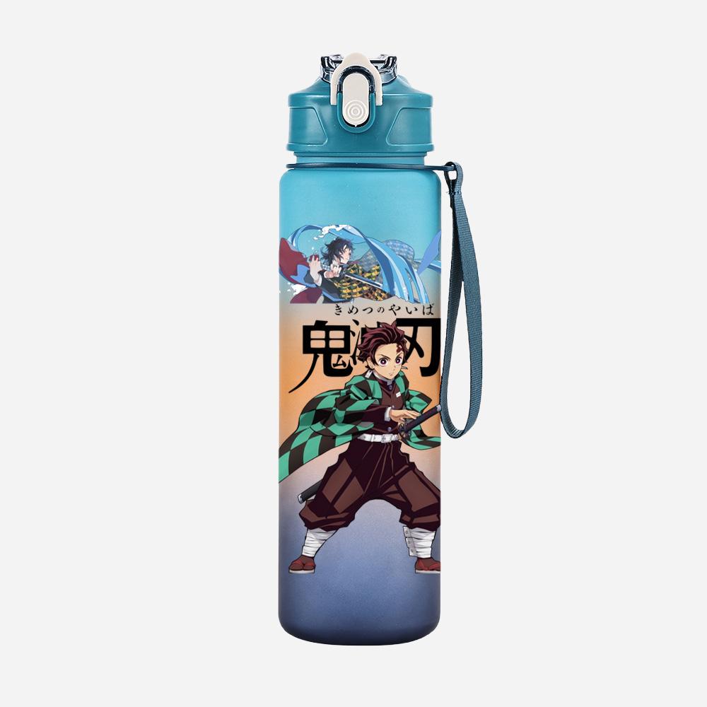 Anime Demon Slayer Aufdruck Wasserbecher Dämonenjäger Große Kapazität Outdoor Tragbar Blaue Trinkflasche für Jungen Mädchen Geschenk