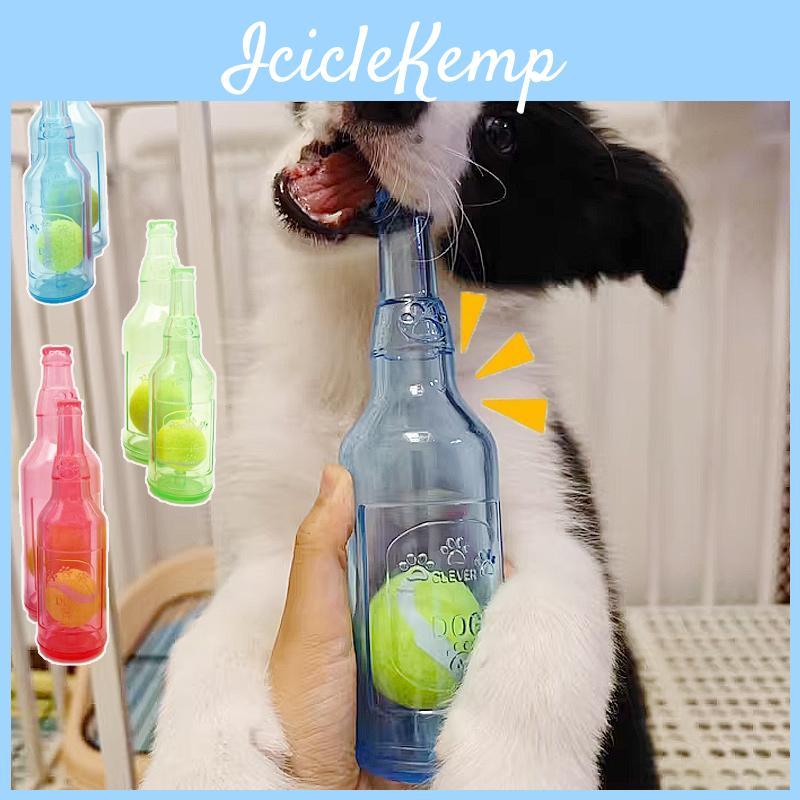 Tpr Biteresistance Pet Chew Toy Beer Bottle With Tennis Ball Toy Puppy Teeth Grinding Dog Chewing Squeaky Interactive Toys