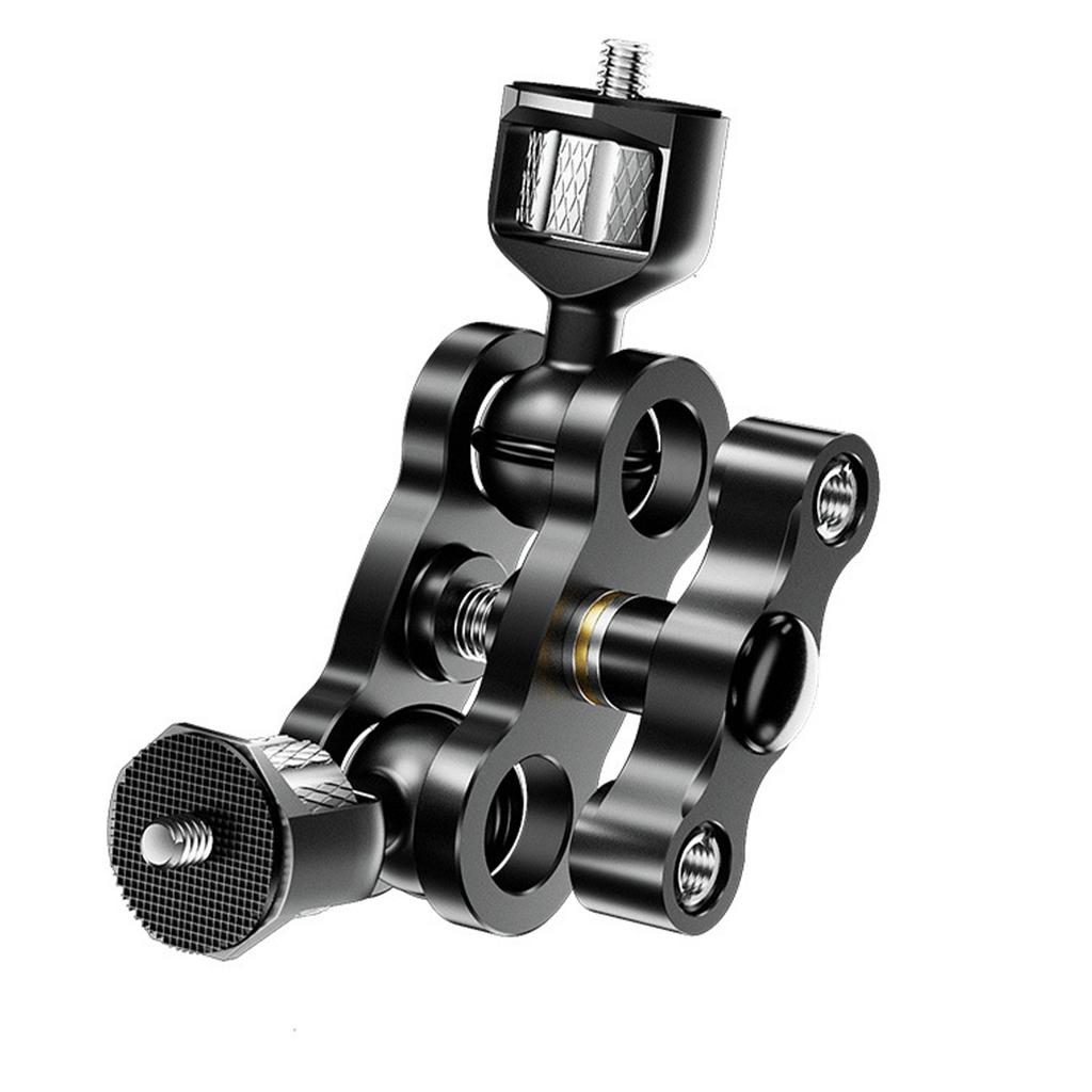 Metal Mount Arm 360 Degree Rotation Double Ballheads 1/4in Screw Mount for Camera and Lighting Equipment