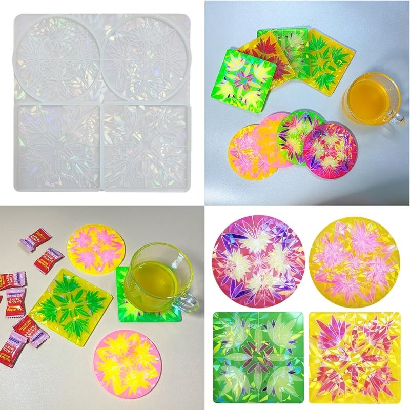 Cup Mat Resin Mold Holographic Coaster Silicone Mold Multi-functional Drink Coasters Epoxy Casting Mold DIY Art Tool