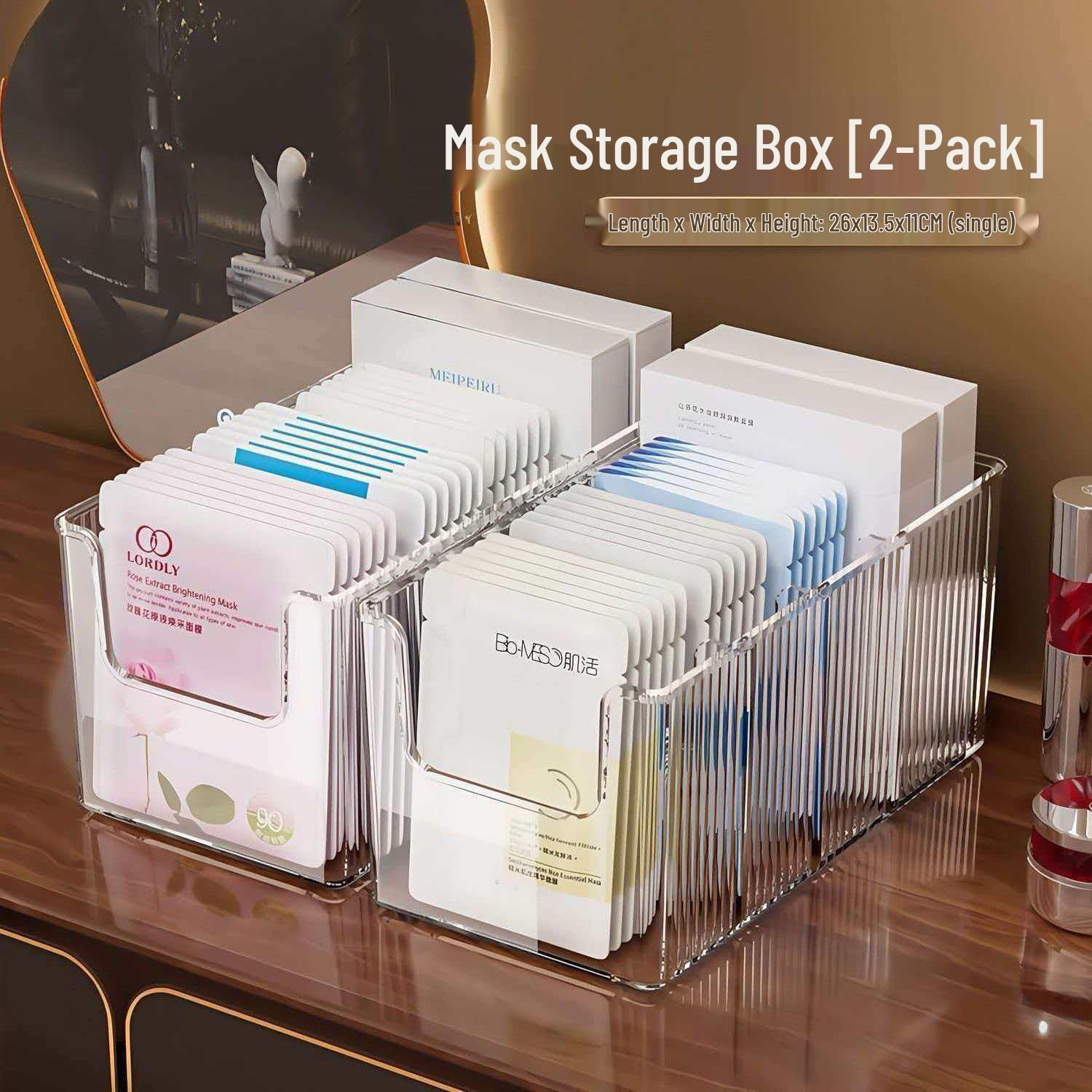 Transparent Skincare & Cosmetic Organizer: Compartmentalized Vanity Tray with Large Capacity