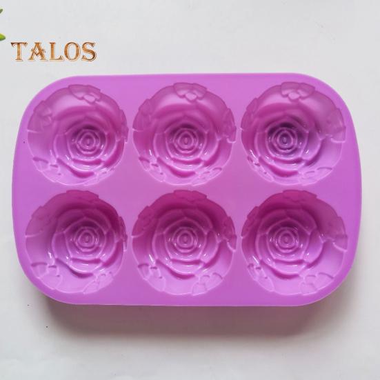 Kuchenform, flexibel, antihaftbeschichtet, Rosenblütenform, Silikonform, 6 Gitter, Pralinen, Geleeform für die Küche zu Hause