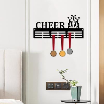 Yousheng Wall Mounted Medal Hanger Black Metal Display Stand Cheerleader Silhouette Wall Decoration Medal Organizer Gift for Athletes