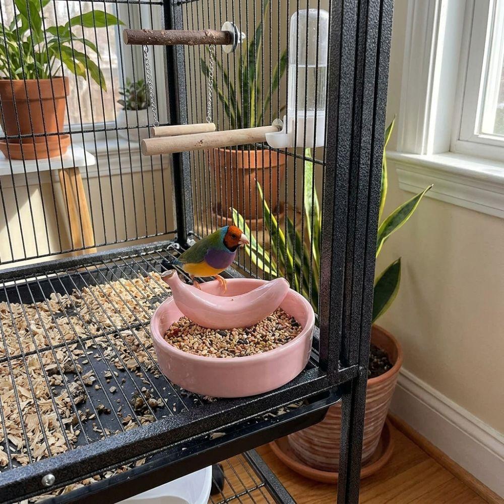 Fruit Shape Pet Feeding Bowl Ceramic Bird Feeding Dish Easy Clean Hamster Water Bowl Pet Cage