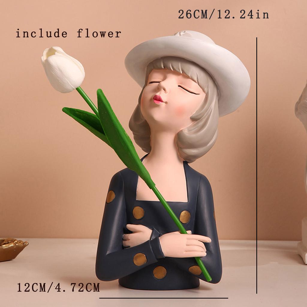 1 Pc Charming Modern Girl Statue - Resin Figurine  - A Stylish Decor Accent for Your Home Living Room, Room Office Decoration So