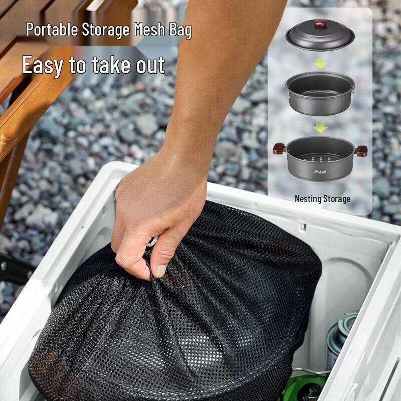 Beishanlang Aluminum Alloy Outdoor Camping Cookware Set with Beechwood Handle