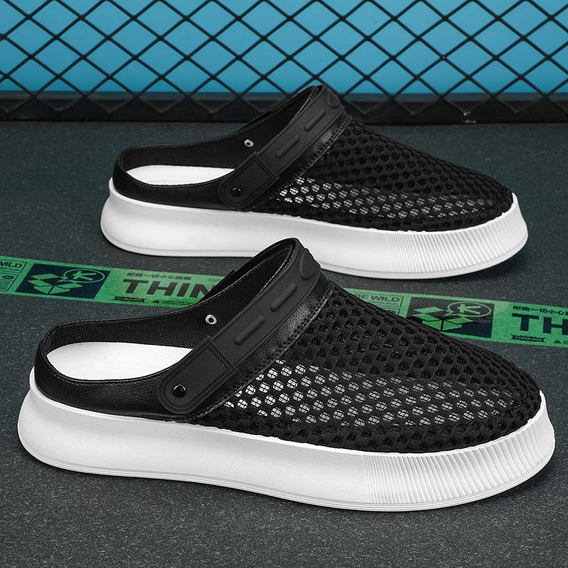 Half Shoes For Men Mules Sandals Mesh Slip On Flats Slippers Summer Backless Loafers Slippers Man Slides Mens Casual Shoes 2026