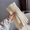 Solid color gloves, winter women's dew finger mobile phone touch screen wool knitting thickened warm couple fashion wholesale