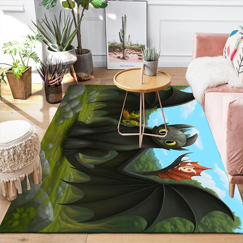 1Pc Dragon Friends Rug, Office Carpet Indoor Outdoor Doormat, Non-Slip, Comfortable, Living, Christmas Halloween, Xmas Gift S1229