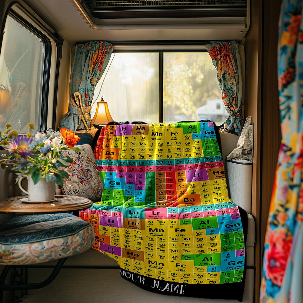 Periodic Table Of Elements Blanket Personalized Name Soft Comfortable Stylish Blanket Car Blanket Perfect For Travel Camping Outdoor Home Suitable For