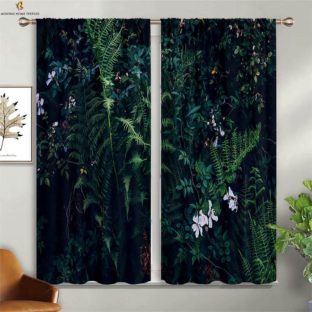 Tenda Scenografica Forest Mist Stampa 3D Tasca per Bastone Camera da Letto Soggiorno Cucina Decorazione Finestra Tenda Facile da Lavare e Curare