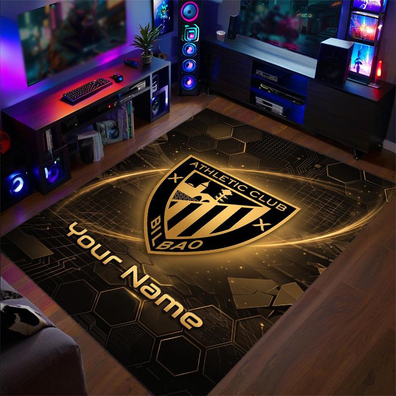 Crystal Velvet Rug Athletic Bilbao FC Print Custom Name Text Floor Mat Home Decor