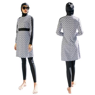 Women Muslim Bathing Suit With Cap Printing Swimsuit Beachwear Swimwear 3 Pieces Full Body Long Sleeves Islamic Burkinis Wear Whole Swimsuit