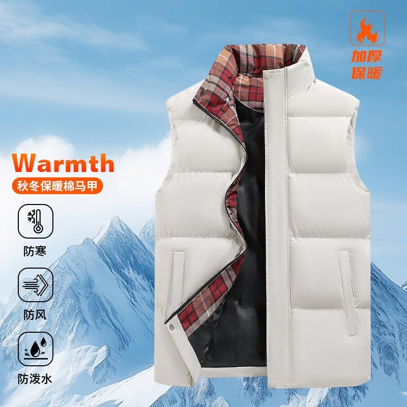 New autumn and winter warm thickened vest sleeveless vest thickened black stand-up neck cotton clothes vest men