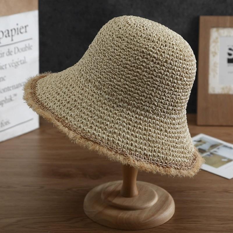 Summer French Big Brim Sun Hat Women's Fashion Ins Seaside Sun Protection Straw Hat Pastoral Pearl Face Small Sun Hat