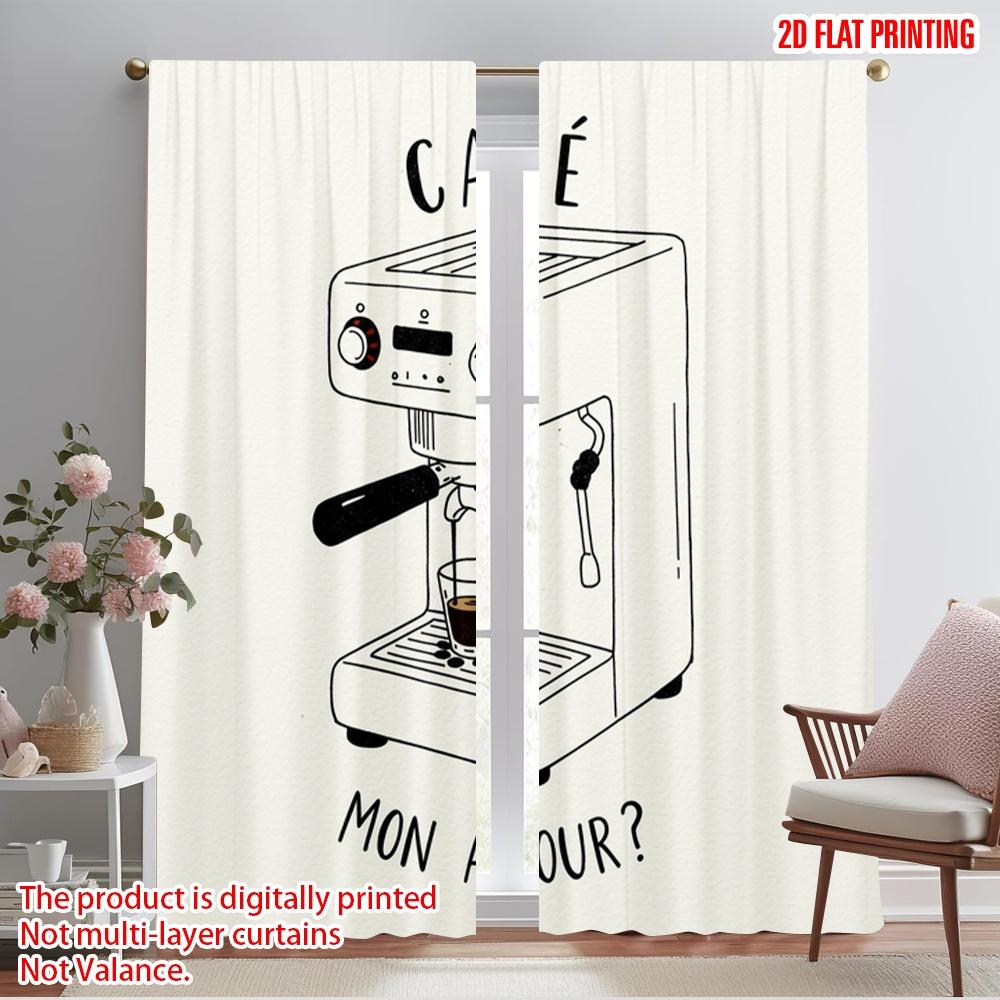 

2pcs 2D flat printing Drapes Cafe Mon Amour Espresso Polyester Without Electricity Holiday Decorations for Holiday Celebrations 52.50×116.00 CM 2pcs