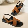 Vintage Flat Toe Herringside Sandals Women's Slingback New Summer Holiday Rome Flat Sandals and Slippers for Outer Wear Talons