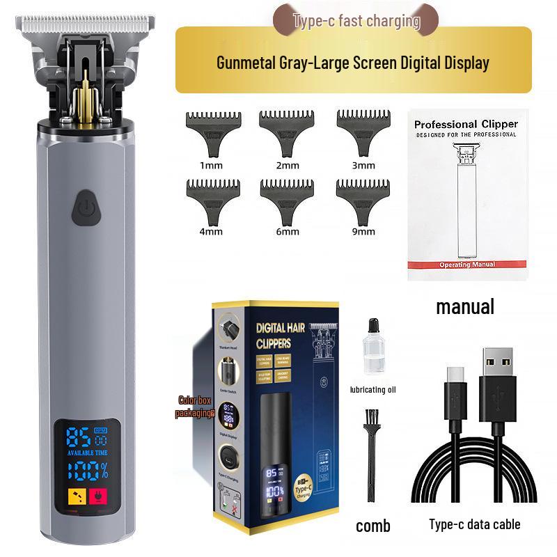 Waterproof Professional Hair Clipper: Quick Charge, Oil Head, Bald Head, Home Hairdressing Trimmer.